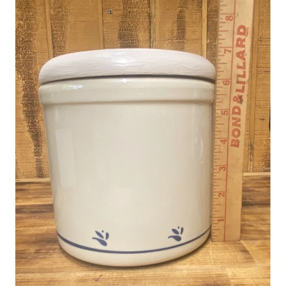 2 quart ceramic crock w/ lid cache pot planter roseville friendship pottery fp‎